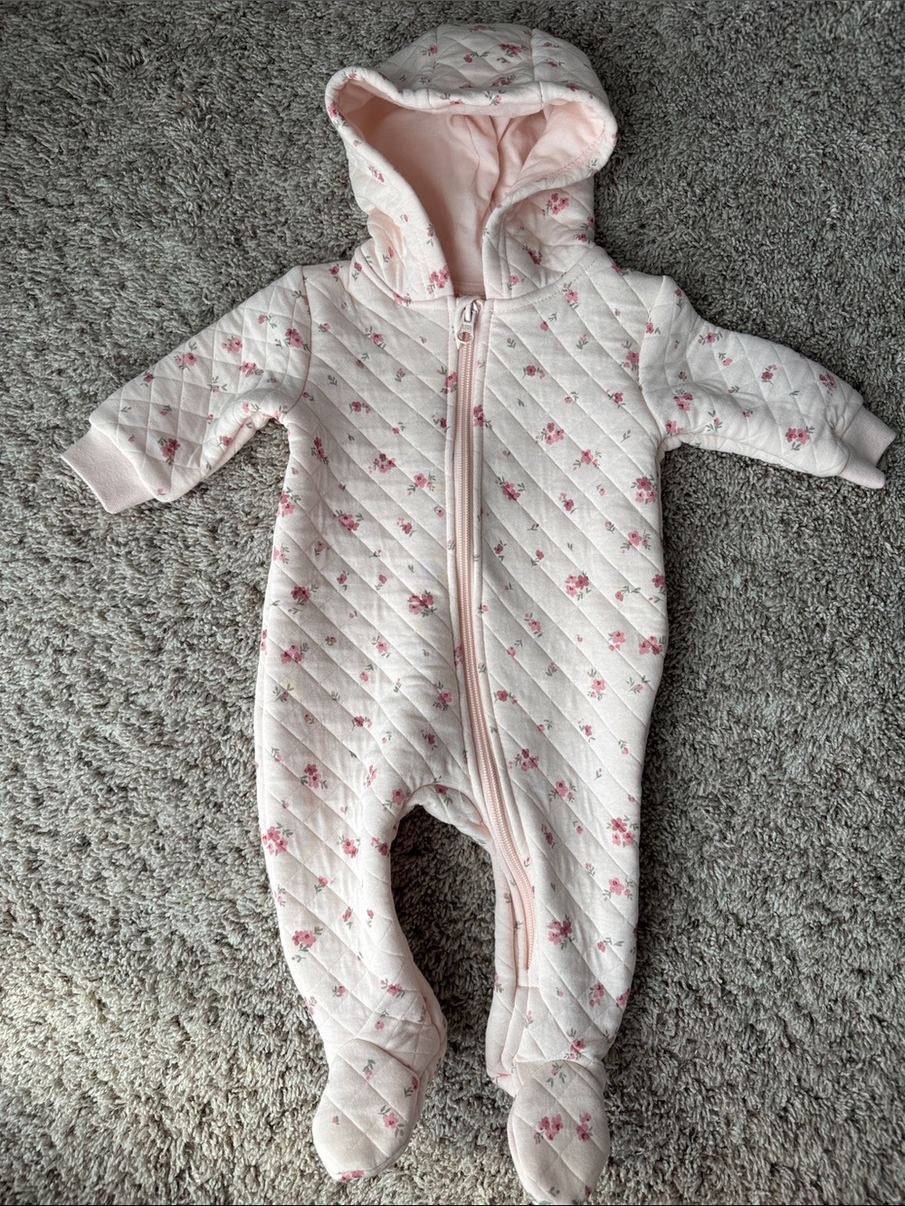 NWT 3/6m hooded jumpsuit First Wish